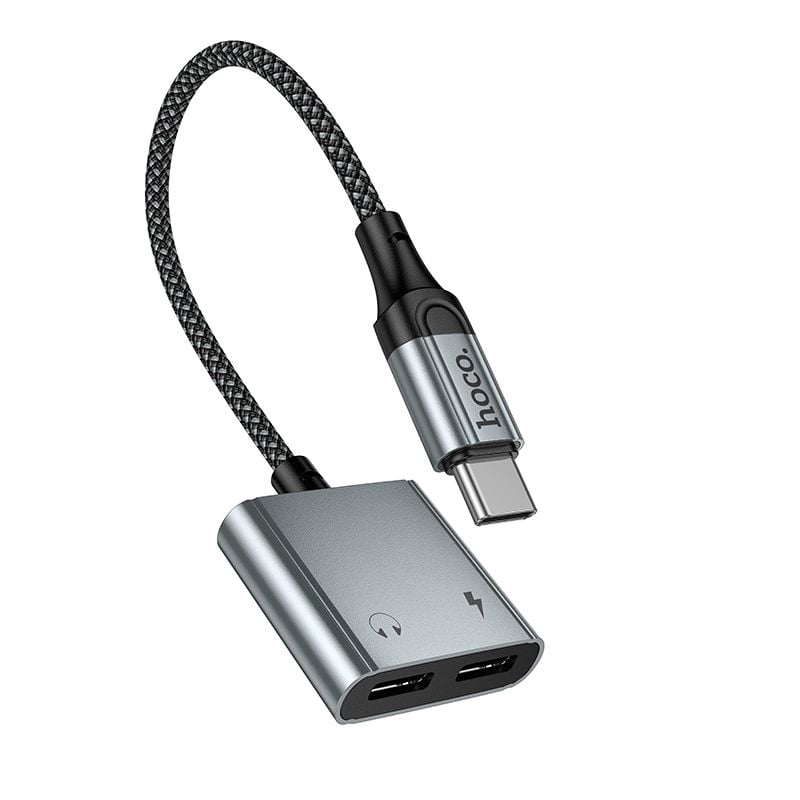 Hoco Adapter AUX USB C to 2xUSB C max 10W UPA34A gray - Image 4