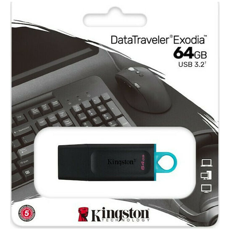 Kingston DataTraveler Exodia 64GB USB 3.2 Stick Μαύρο