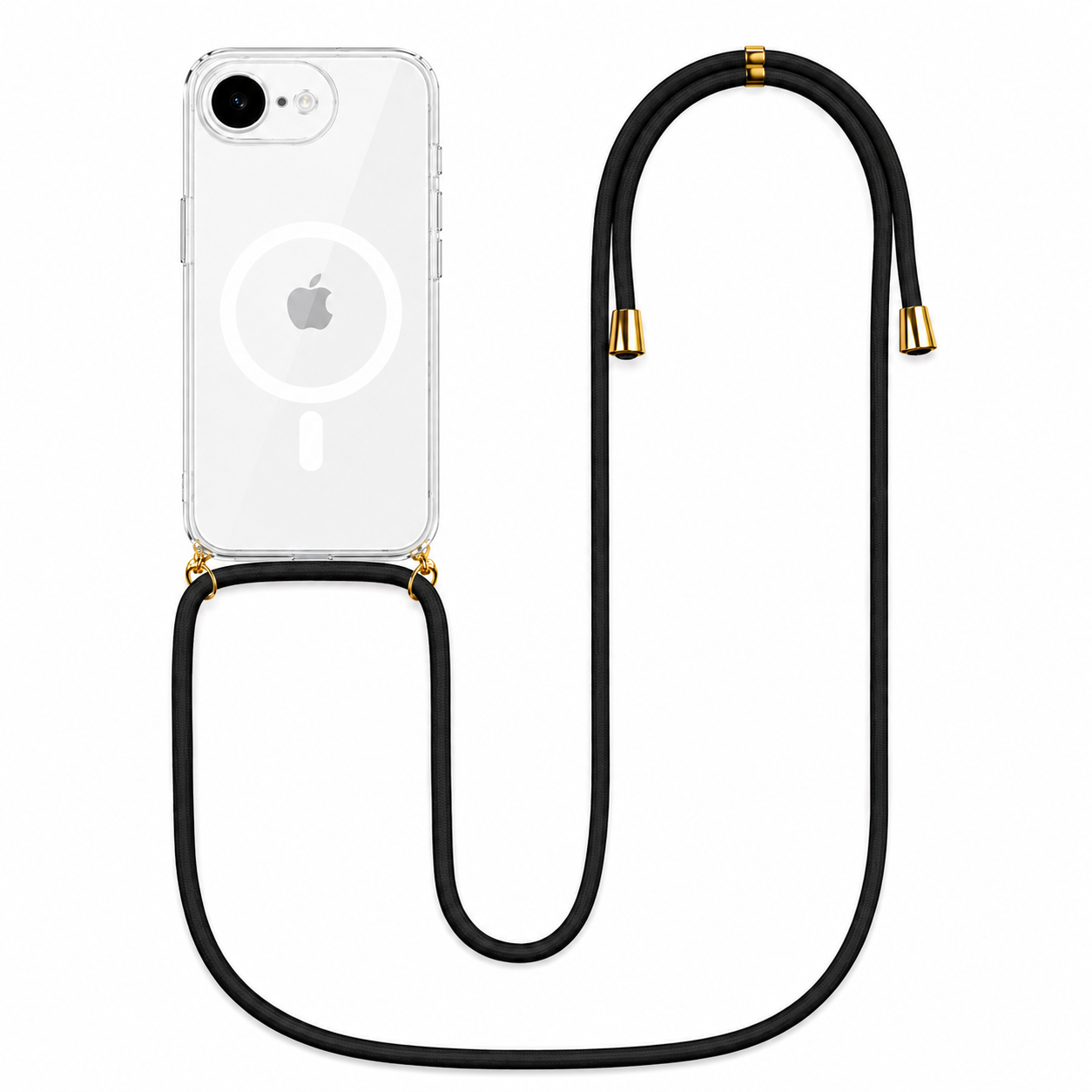 Θήκη Σιλικόνης με κορδόνι Μαύρο για iPhone 12 Pro Max Διάφανη Mag Case