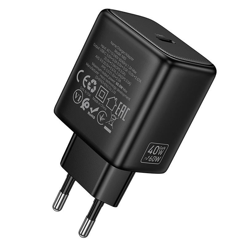 Hoco Phone GaN charger USB C PD AVS 40W max 60W N83 black - Image 3