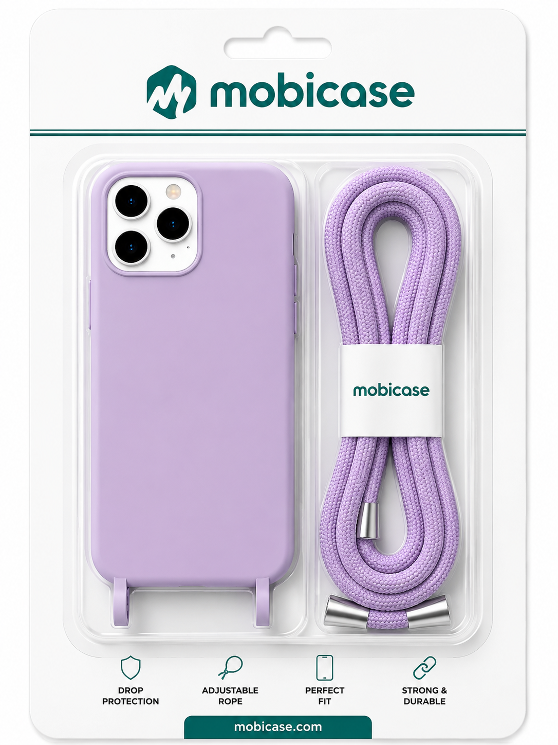 Θήκη Σιλικόνης με κορδόνι για iPhone 17 Pro Λιλά Mobicase - Image 2