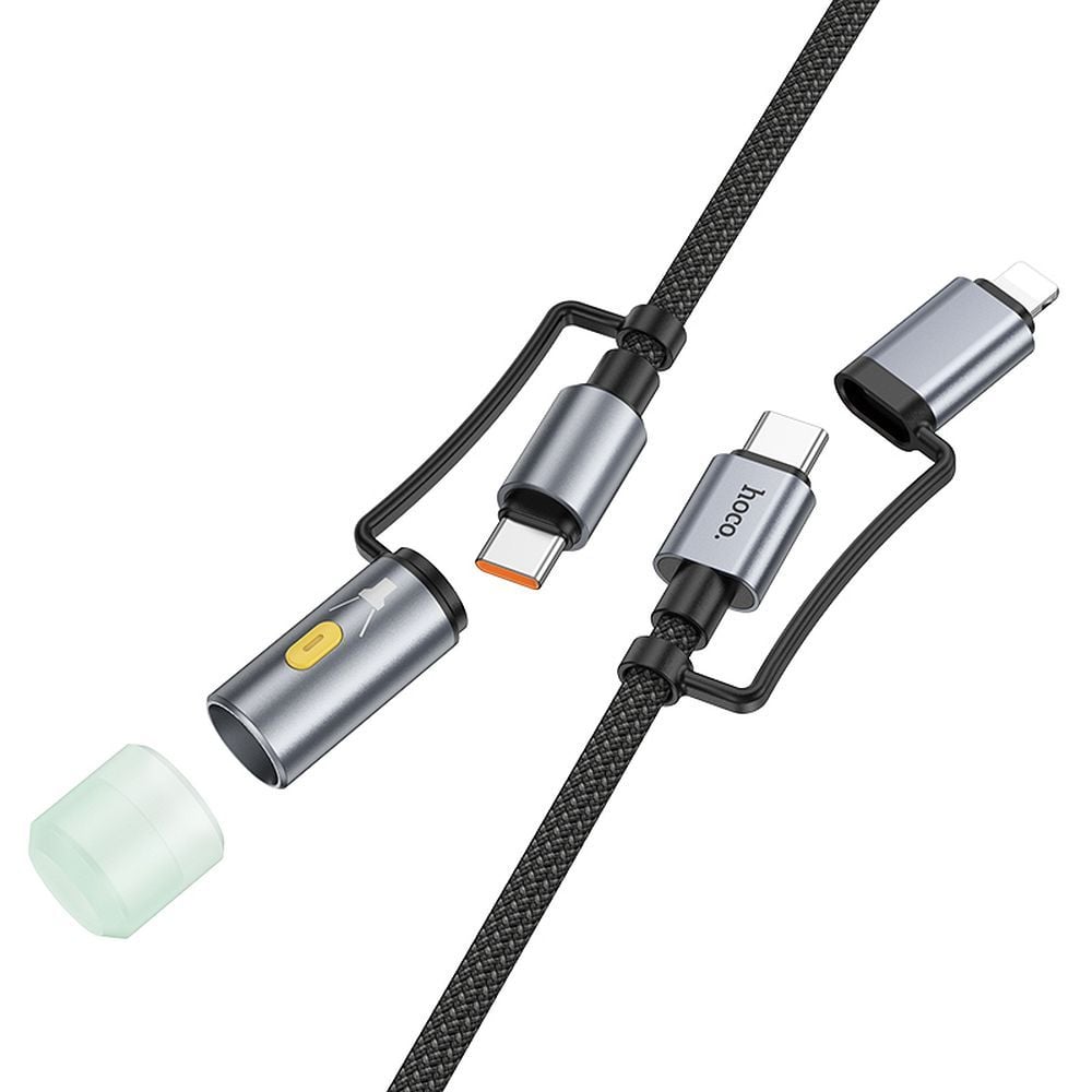 Hoco Cable All-in-one USB C /Lightning to USB C / LED Light PD 3A 60W 1,2m U138 black
