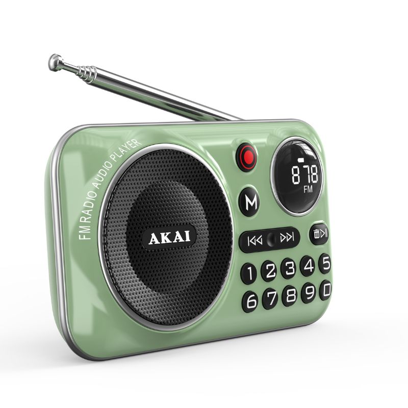 Akai APR-500 Φορητό ραδιόφωνο με Bluetooth, USB, TF, REC, έξοδο ακουστικών και οθόνη 2.5W