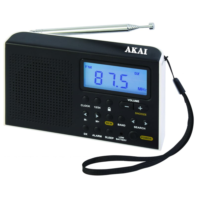 Akai AWBR-305 Μαύρο Φορητό ψηφιακό ραδιόφωνο παγκοσμίου λήψης με οθόνη και ρολόι