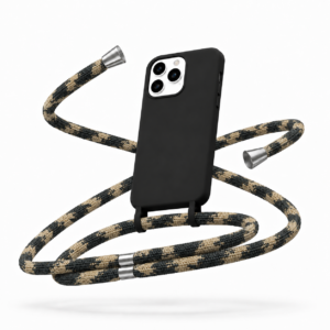 Θήκη Σιλικόνης με Κορδόνι με Χακί Μοτίβο για Apple iPhone 11 Mobicase – Μαύρο
