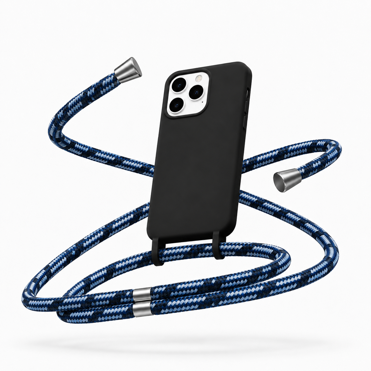 Θήκη Σιλικόνης με Κορδόνι με Μπλέ Μοτίβο για Samsung Galaxy A25 Mobicase – Μαύρο