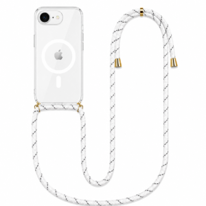 Θήκη Σιλικόνης με κορδόνι Λευκό για iPhone 11 Pro Max Διάφανη Mag Case