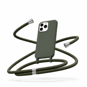 Θήκη Σιλικόνης με κορδόνι για iPhone 17 Pro Χακί Mobicase