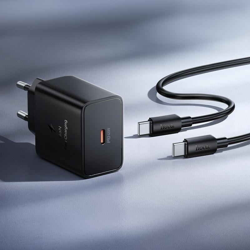 Hoco Phone charger USB C QC PD 45W + cable USB C to USB C N77 black - Image 7
