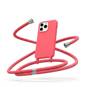 Θήκη Σιλικόνης με Κορδόνι για Apple iPhone 15 Mobicase – Φουξ