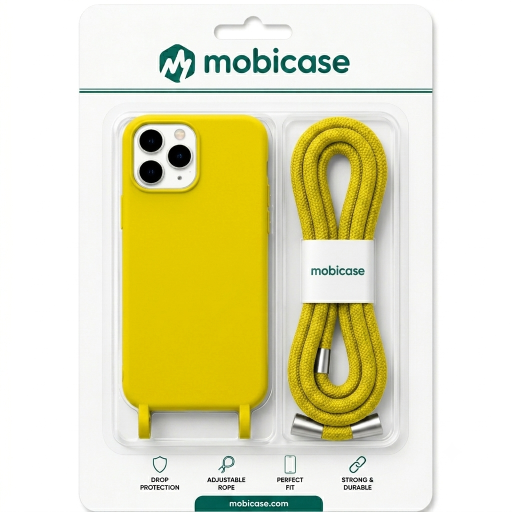 Θήκη Σιλικόνης με Κορδόνι για Samsung Galaxy A51 Mobicase – Κίτρινο - Image 2