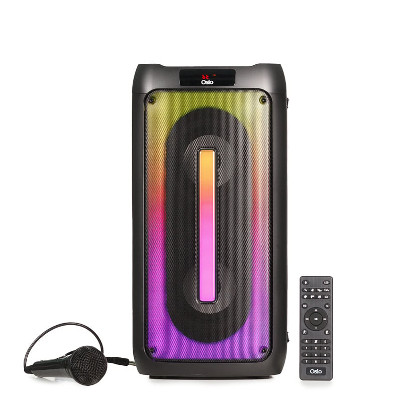 Osio OBT-8020 Φορητό ηχείο Bluetooth 60W με USB, LED, AUX, TF, FM, TWS, τηλεχειριστήριο και Ενσύρματο μικρόφωνο