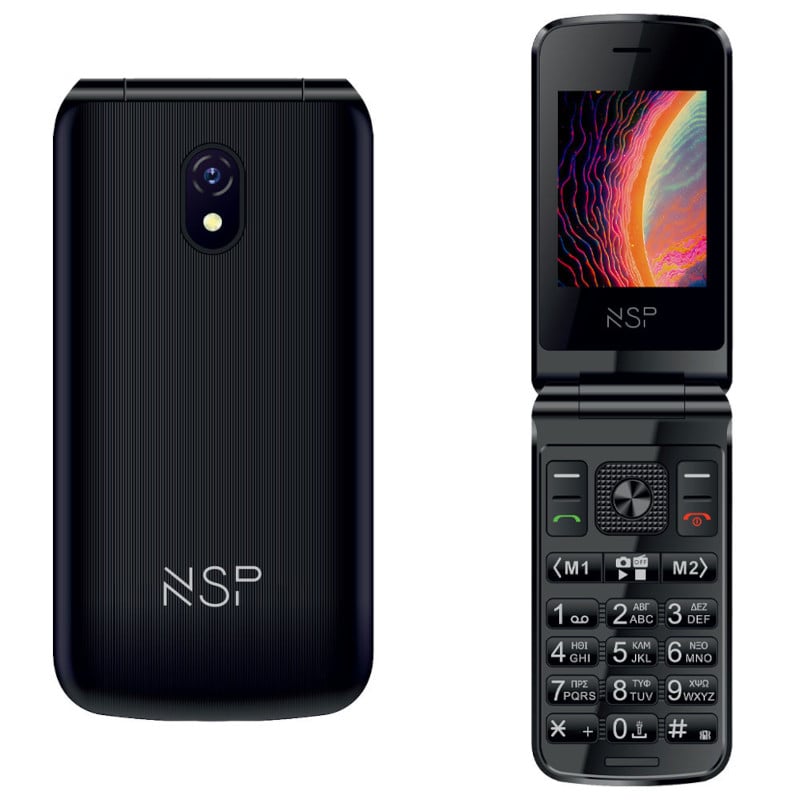 NSP 2600DS (Ελληνικό Μενού) Μαύρο κινητό τηλέφωνο Flip 2G με πλήκτρα, Dual SIM, Camera, Bluetooth, USB, micro-SD, FM, 2.4”