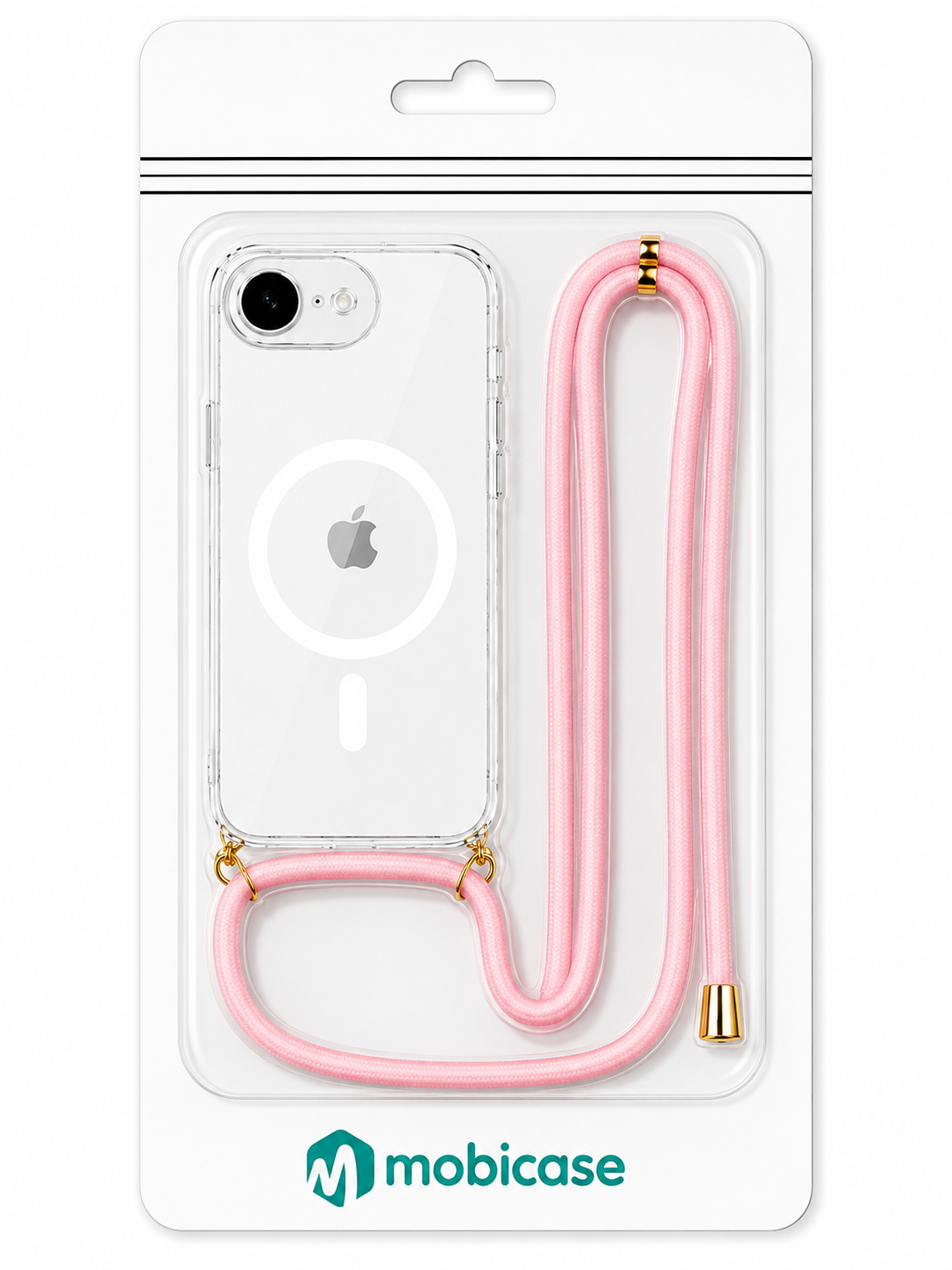 Θήκη Σιλικόνης με κορδόνι Ρόζ για iPhone 16 Pro Διάφανη Mag Case - Image 2