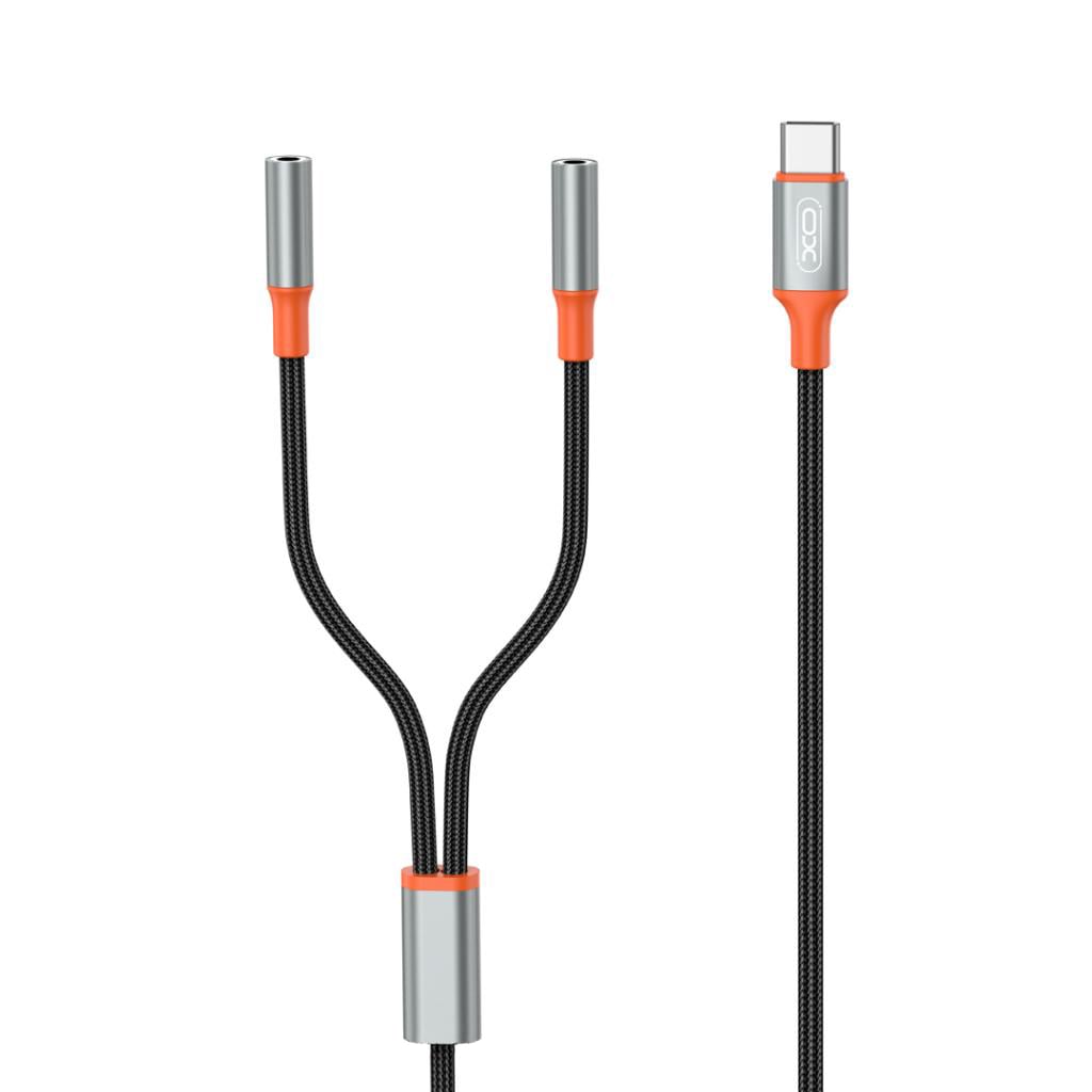 XO Audio adapter Type-C - 2xAux female 3.5mm 1.2m, NB-R269B black