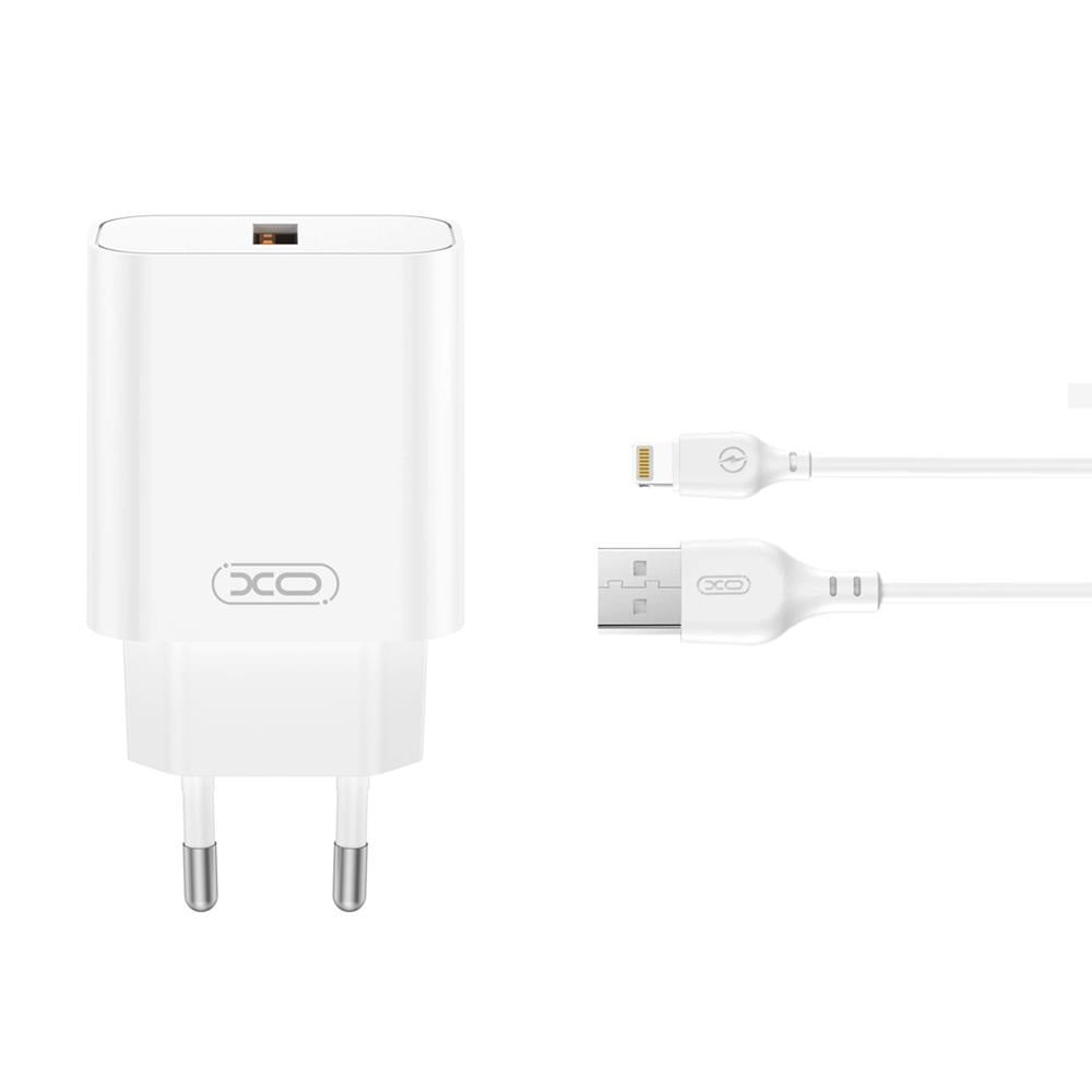 XO wall charger CE33 QC 18W USB-Α white + cable Lightning