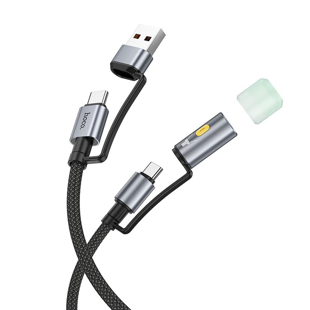 Hoco Cable All-in-one USB-A / USB-C to USB-C / LED Light 3A 60W 1,2m U138 black
