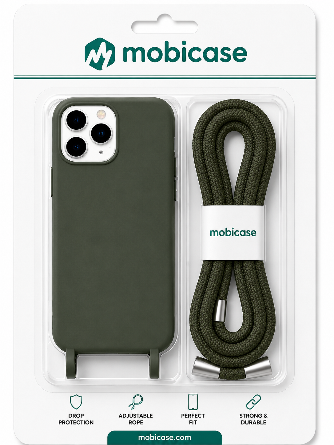 Θήκη Σιλικόνης με Κορδόνι για Mi Redmi 12 Mobicase – Σκούρο Πράσινο - Image 2