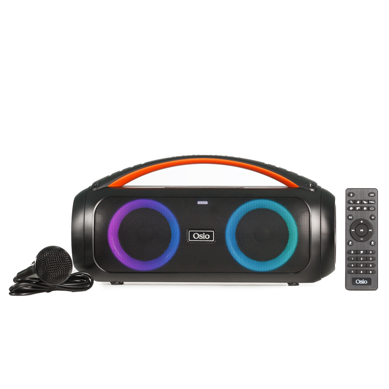 Osio OBT-8010 Φορητό αδιάβροχο ηχείο Bluetooth 50W με USB, LED, AUX, TF, TWS, FM, τηλεχειριστήριο και ενσύρματο μικρόφωνο