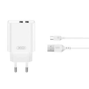 XO wall charger CE34 2x USB-Α 2,4A white + microUSB cable