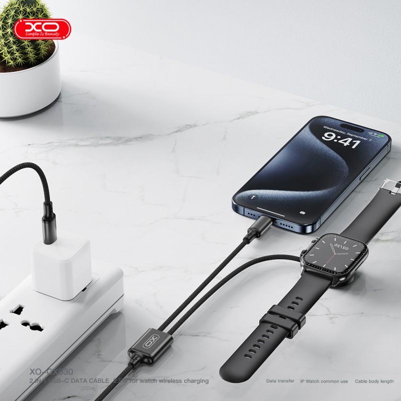 XO Wireless 2in1 Apple Watch + Type-C, CX030 black - Image 5