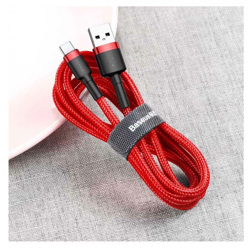BASEUS Cable USB-A – Type-C, 2m, 2A, Cafule, CATKLF-C09 red - Image 7