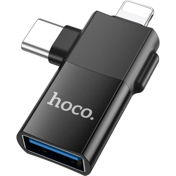 Adapter OTG 2in1 USB C / Lightning to USB-A Hoco UA31F black - Image 8