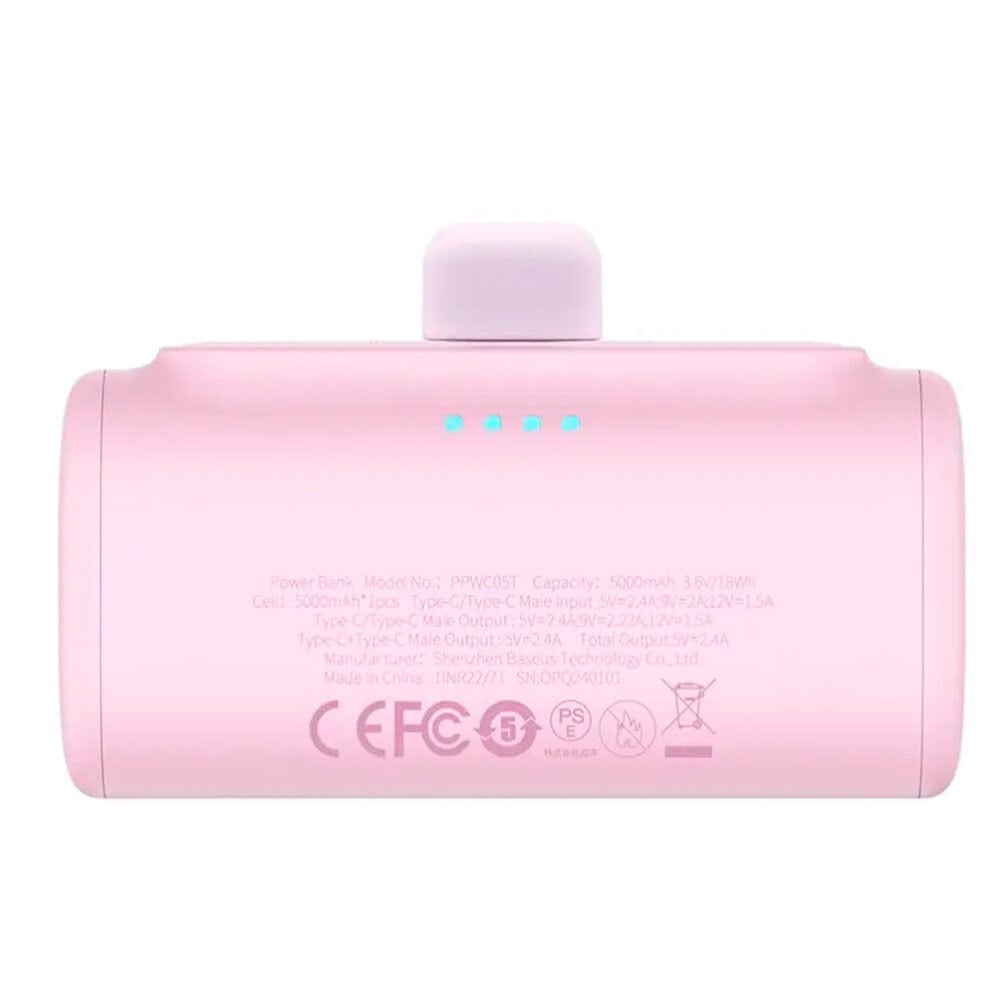 BASEUS Power Bank 5000mAh 20W Lightning + USB-C ροζ – P10068307413-00 - Image 6