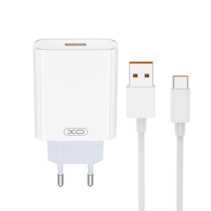 XO 220V 120W φορτιστής, USB-A, καλώδιο USB-A σε USB-C, λευκό – L164