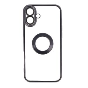 Θήκη Σιλικόνης για iPhone 16 Plus με Τζαμάκι Κάμερας – Black Open Ring