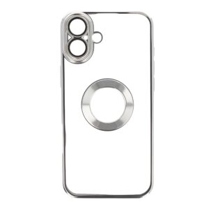 Θήκη Σιλικόνης για iPhone 16 Plus με Τζαμάκι Κάμερας – Silver Open Ring