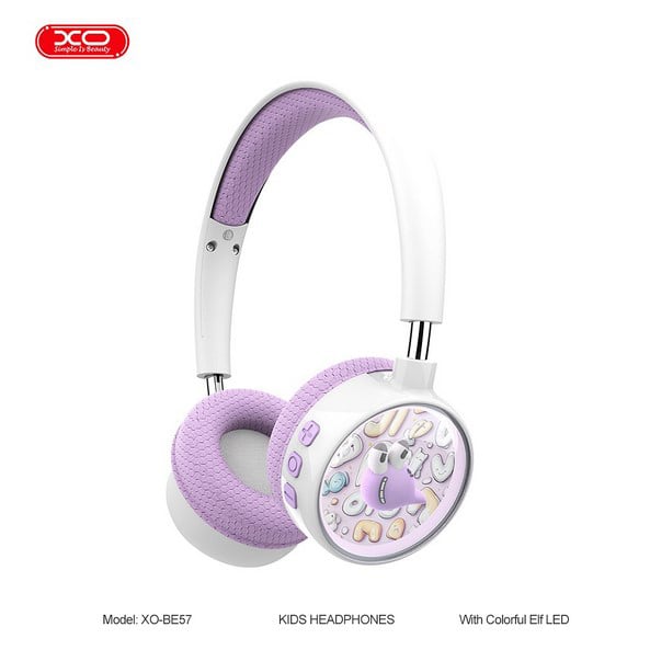 XO HF Bluetooth Overear, Cartoon Kids purple – BE57 - Image 2