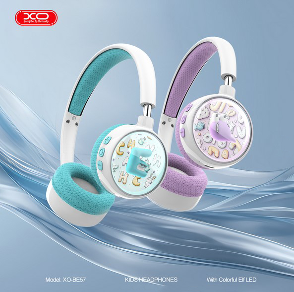 XO HF Bluetooth Overear, Cartoon Kids purple – BE57 - Image 4
