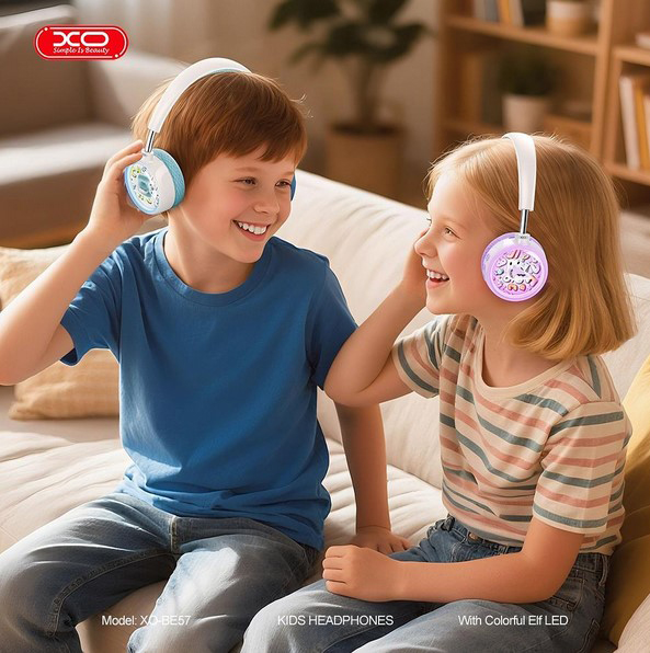 XO HF Bluetooth Overear, Cartoon Kids purple – BE57 - Image 5