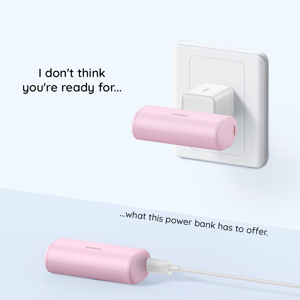 BASEUS Power Bank 5000mAh 20W Lightning + USB-C ροζ – P10068307413-00 - Image 8