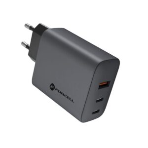 Forcell Phone charger F-Energy GaN 2 x USB C + USB A QC4.0 PD 4A 65W VT-42B gray