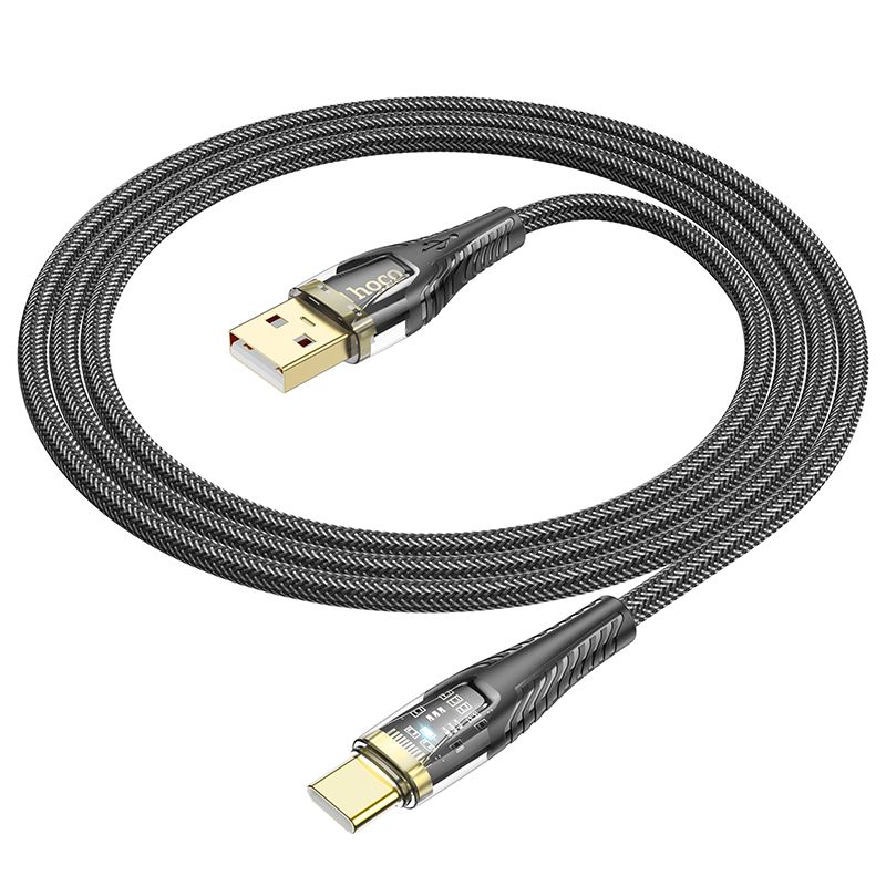 Καλώδιο USB-A σε USB-C Hoco 2,4A 1,2m U121 μαύρο διαφανές - Image 3