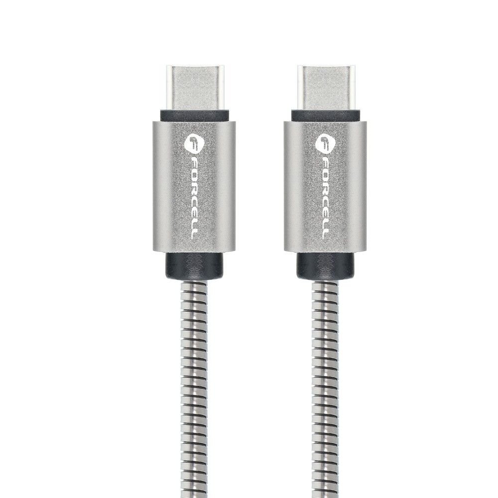 FORCELL C237 F-ENERGY Metal καλώδιο Type C σε Type C PD QC4.0 3A 60W 1m ασημί - Image 3