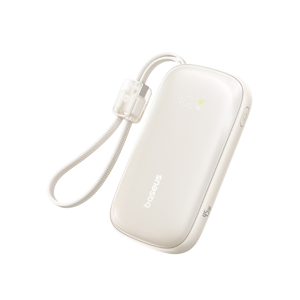 BASEUS Power Bank 20000mAh, 45W με ενσωματωμένο καλώδιο USB-C – Lightning, EnerFill FC21 Qpow 3 Ultra natural titanium – E0027P01