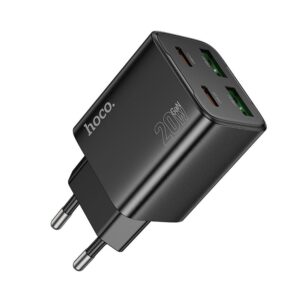 HOCO N55 φορτιστής 2x Type-C + 2x USB-A PD QC 3.0 3A 20W μαύρος