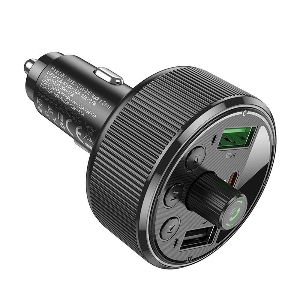 Hoco FM πομπός αυτοκινήτου Bluetooth 2x USB-A + Type-C PD QC3.0 30W E82 μαύρο - Image 3