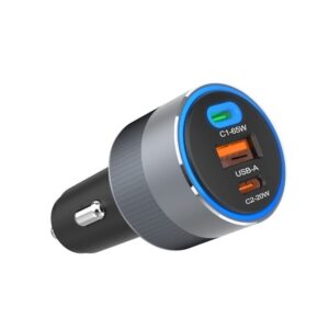 FORCELL F-ENERGY Alu φορτιστής αυτοκινήτου 2 x Type C + USB A PD QC4.0 SFC2.0 3A 85W γκρι
