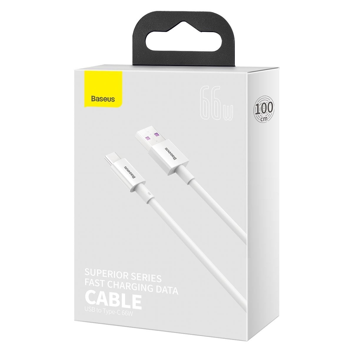 BASEUS Cable USB-A – Type-C, 1m, 66W, Superior S, CATYS-02 white - Image 2