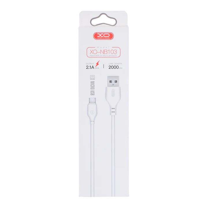 Καλώδιο USB – Micro USB, XO, 2.1A, 2m, NB103 λευκό - Image 2
