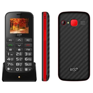 NSP 2000DS RED (Ελληνικό Μενού) Dual SIM Κινητό Τηλέφωνο με Bluetooth και SOS