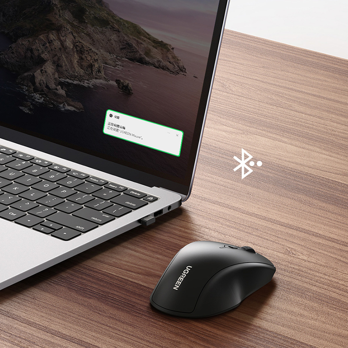 Wireless Mouse UGREEN MU101, 4000DPI, BT / USB Receiver, Μαύρο - Image 9