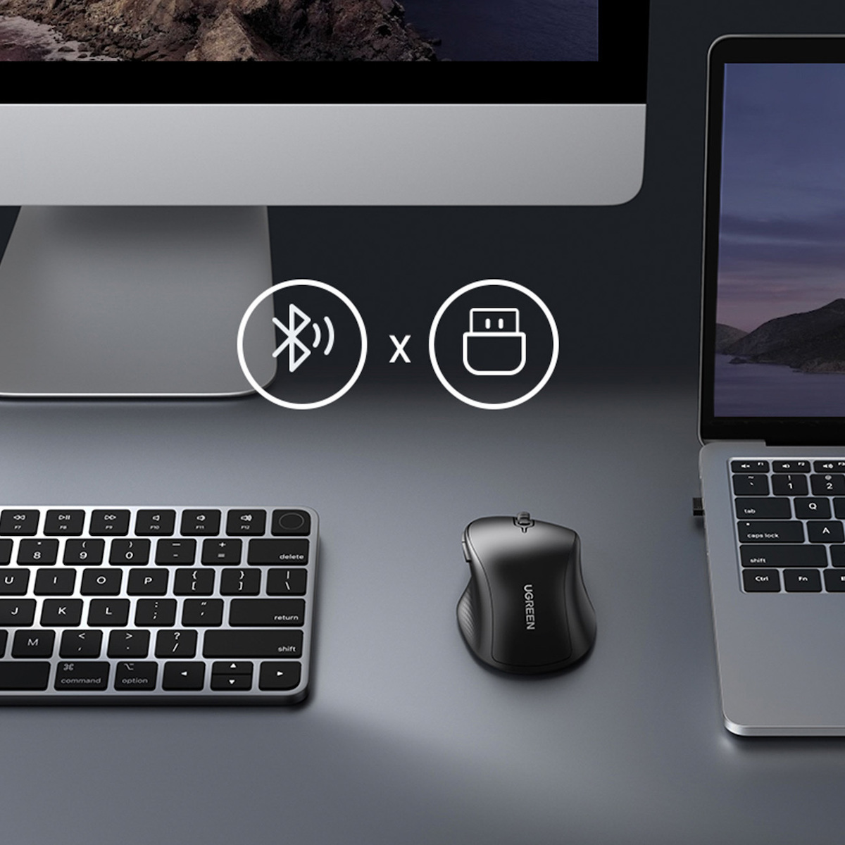 Wireless Mouse UGREEN MU101, 4000DPI, BT / USB Receiver, Μαύρο - Image 8