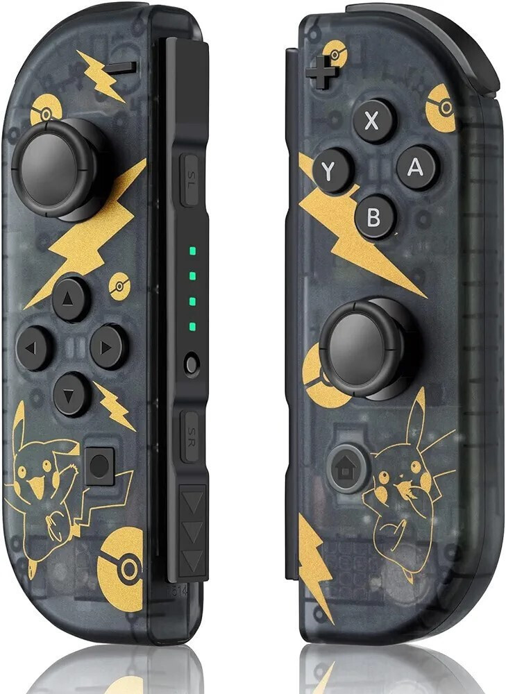 Ασύρματο Χειριστήριο Nintendo Switch Controller Joy-Pad LR Wireless Μαύρο + Κίτρινο με Σχέδιο Pickachu Pokemon - Image 6