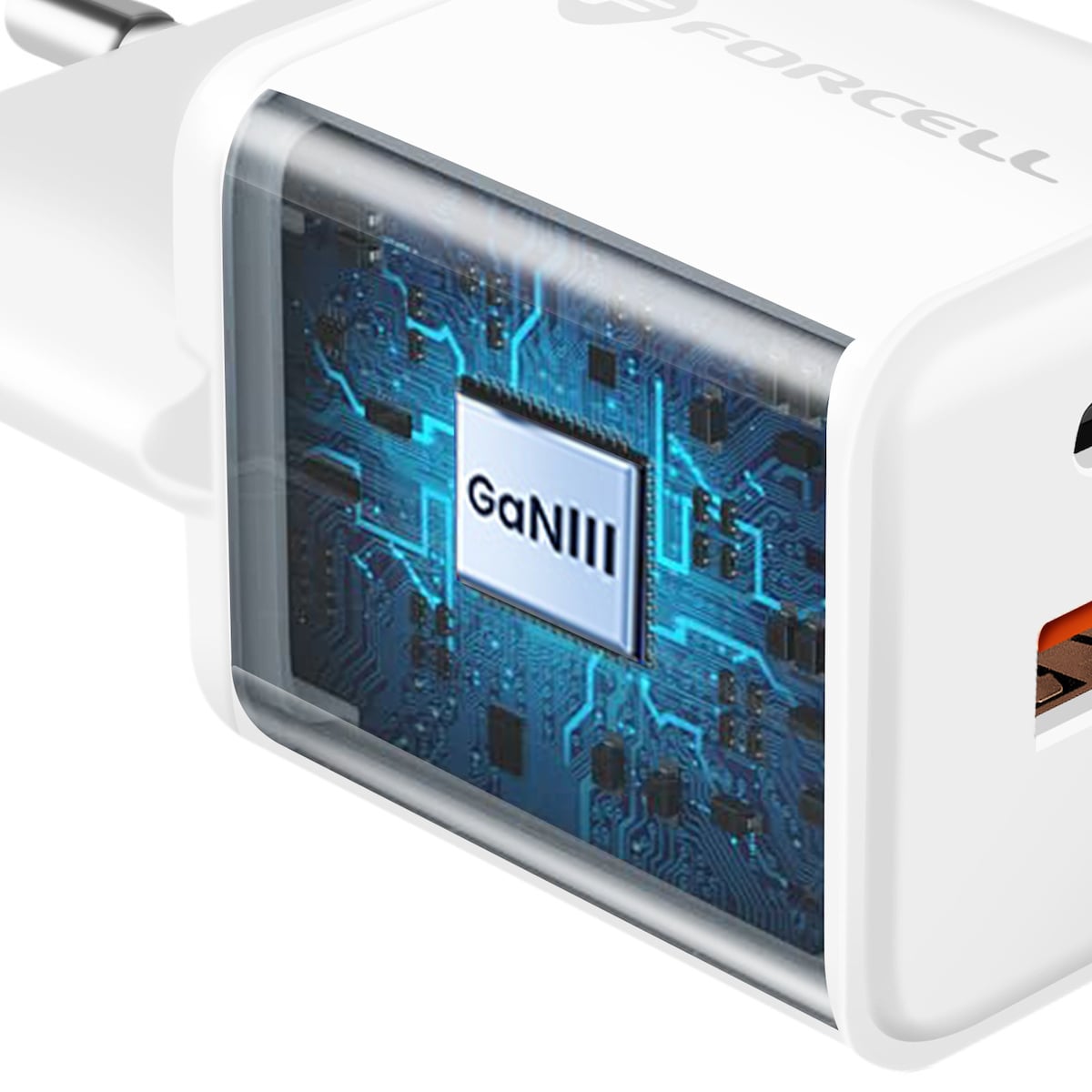 Φορτιστής Forcell F-Energy Mini GaN III USB-C + USB-A QC4.0 PD 25W VT-25B λευκό - Image 3