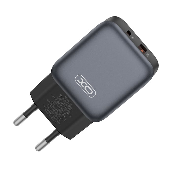 XO 220V 30W, USB-A + USB-C GaN Nitride + καλώδιο USB-C σε Lightning, L156 μαύρο - Image 3